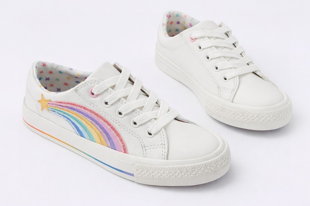 A0C3212E-05BE-4376-9770-38FE5213FD0C Next Girls White Rainbow Trainers Size 33 | City Nest Kids