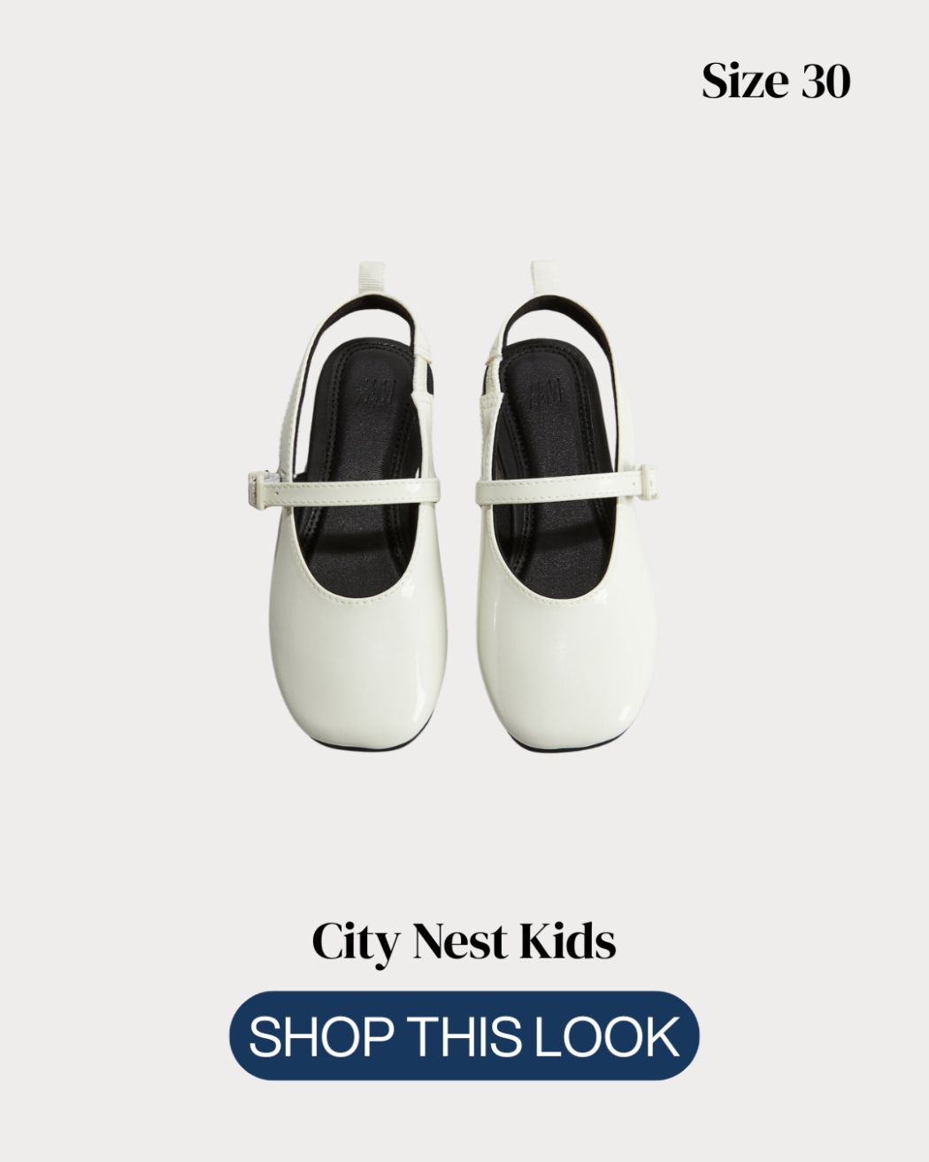 H&M Girls White Patent Mary Jane Shoes Size 30 | City Nest Kids