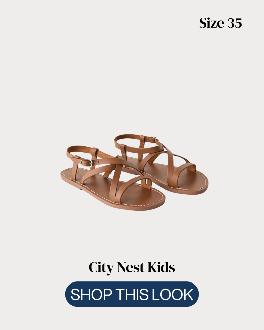 Zara Girls Tan Strappy Flat Sandals Size 35 | City Nest Kids