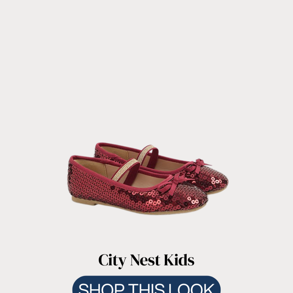 George Girls Burgundy Sequin Ballet Flats Size 26 | City Nest Kids