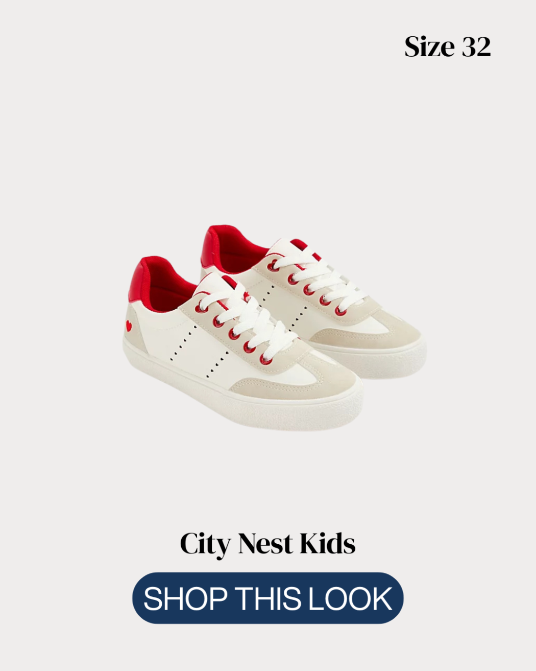 George Kids White & Red Lace-Up Trainers Size 32 | City Nest Kids