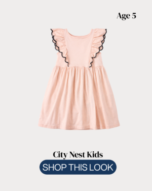 City Nest Kids (Instagram Post (45)) H&M Girls Pink Frill Sleeve Dress Age 5 | Premium Everyday Dress | City Nest Kids
