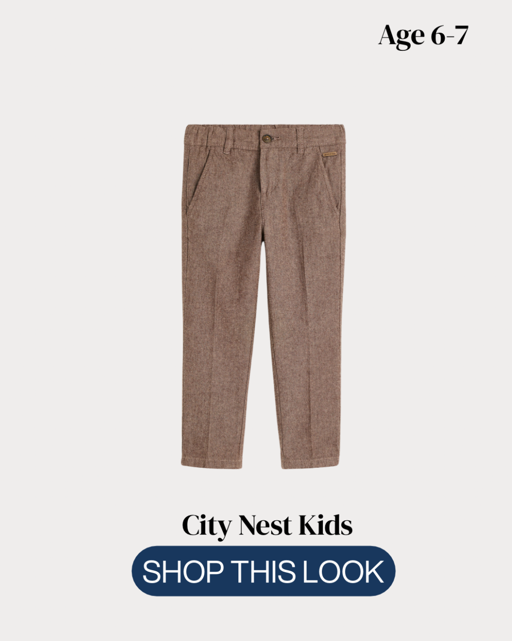 H&M Boys Brown Smart Trousers Age 6–7 | Premium Boys Formal Trousers | City Nest Kids