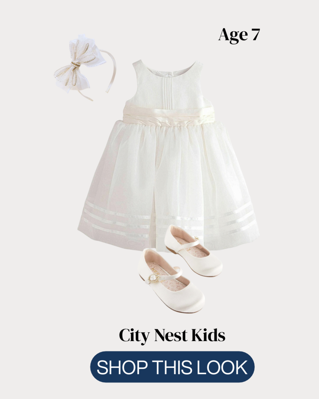 City Nest Kids (Instagram Post (45)) Next Girls Ivory Occasion Dress Age 7 | Premium Party Dress | City Nest Kids