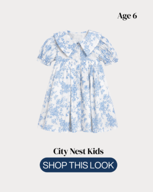 City Nest Kids (Instagram Post (45)) M&S Girls Blue Floral Peter Pan Collar Dress Age 6 | Premium Occasion Dress | City Nest Kids