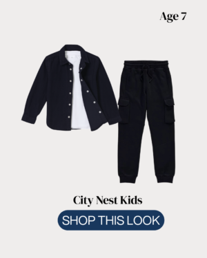 George Boys Black Overshirt & Cargo Jogger Set Age 7 | Smart Casual Outfit | City Nest Kids