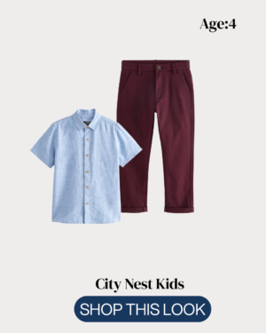 Next Boys Blue Oxford Shirt & Burgundy Chino Trouser Set Age 4 | Smart Occasion Outfit | City Nest Kids