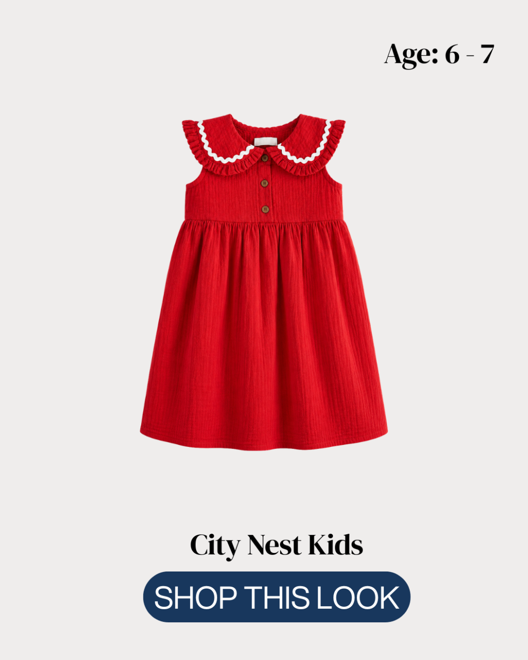 City Nest Kids (Instagram Post (45)) – 47 Next Girls Red Peter Pan Collar Dress Age 6-7 | City Nest Kids