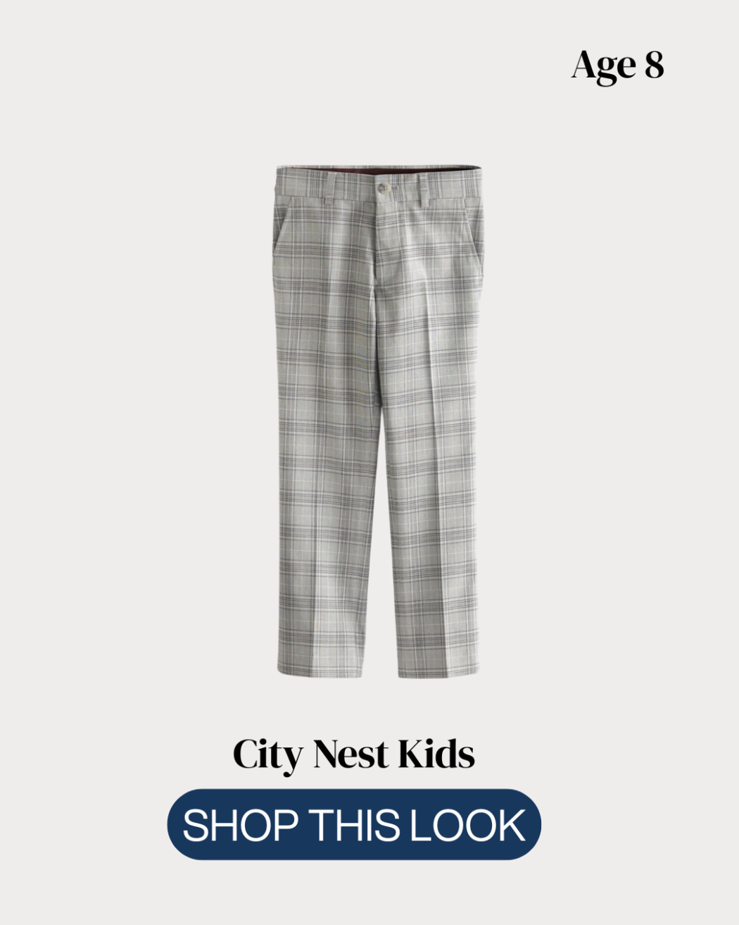 Next Kids Grey Check Trousers Age 8 | City Nest Kids
