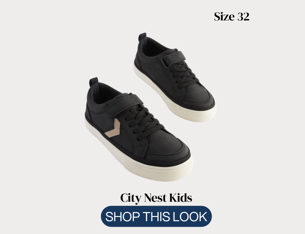 NEXT Kids Black Trainers Size 32 Original NEXT kids black trainers size 32 on light biege background