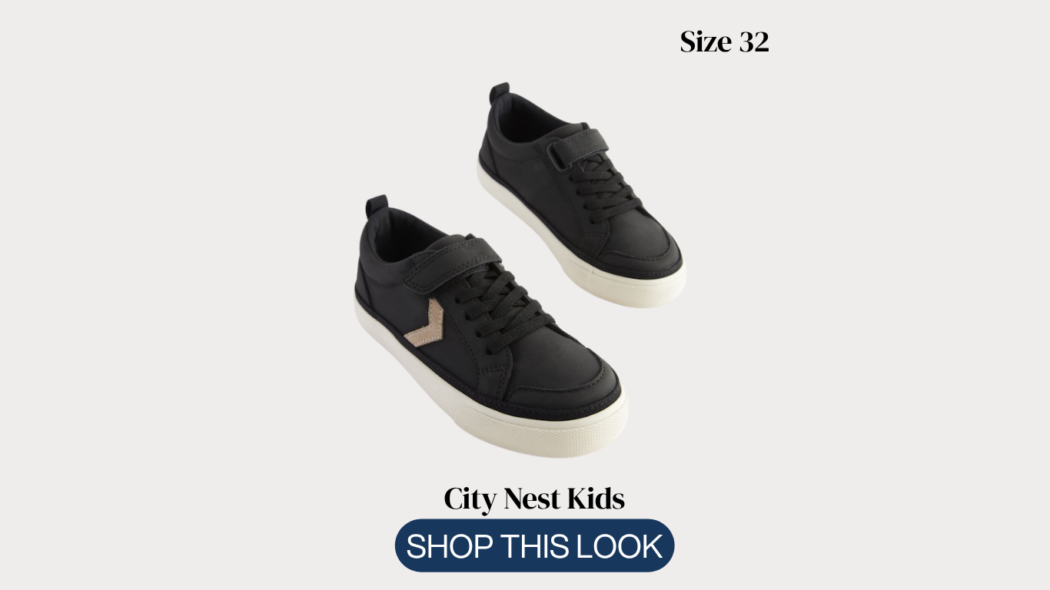NEXT Kids Black Trainers Size 32 Original NEXT kids black trainers size 32 on light biege background