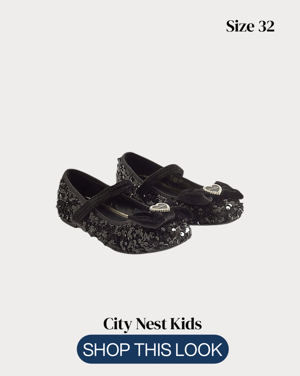 River Island Girls Black Sequin Ballet Flats Size 32 | City Nest Kids