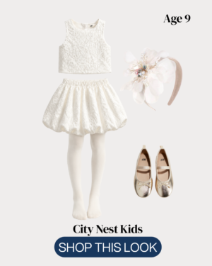 H&M Girls Cream Textured Bubble Skirt Co-Ord Set Age 9 | City Nest Kids