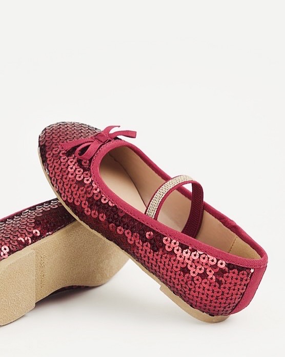 George Girls Burgundy Sequin Ballet Flats Size 26 | City Nest Kids
