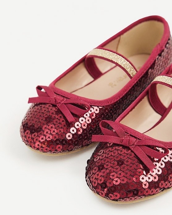 George Girls Burgundy Sequin Ballet Flats Size 26 | City Nest Kids