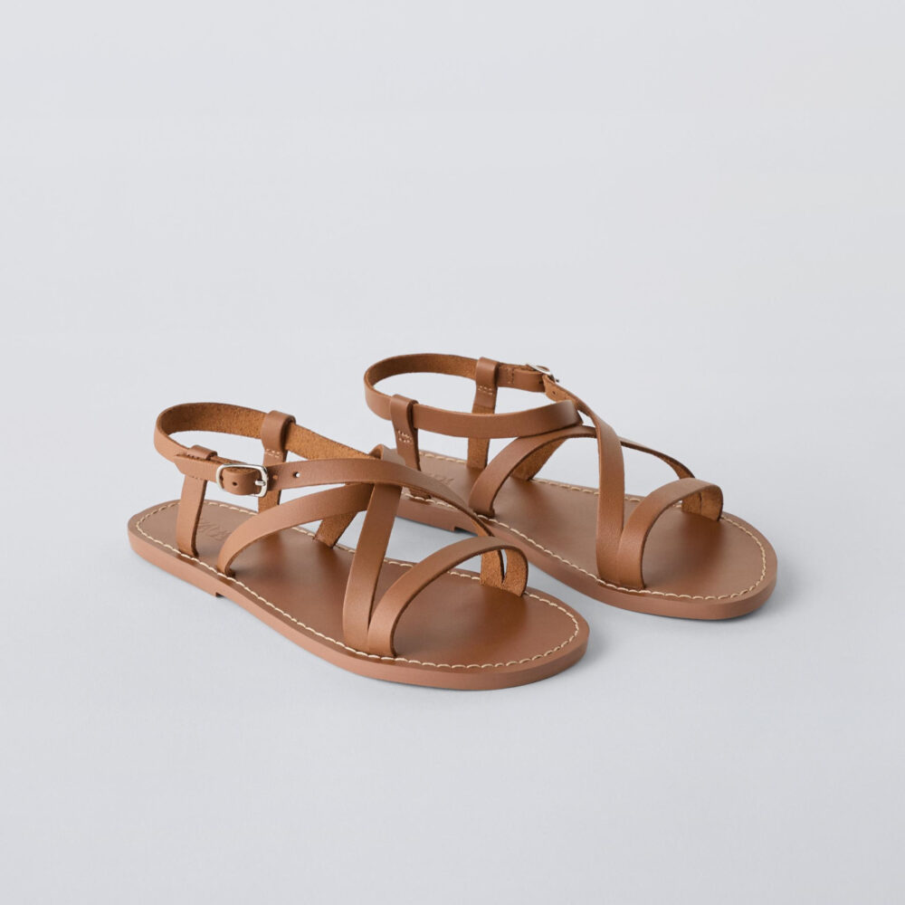 Zara Girls Tan Strappy Flat Sandals Size 35 | City Nest Kids