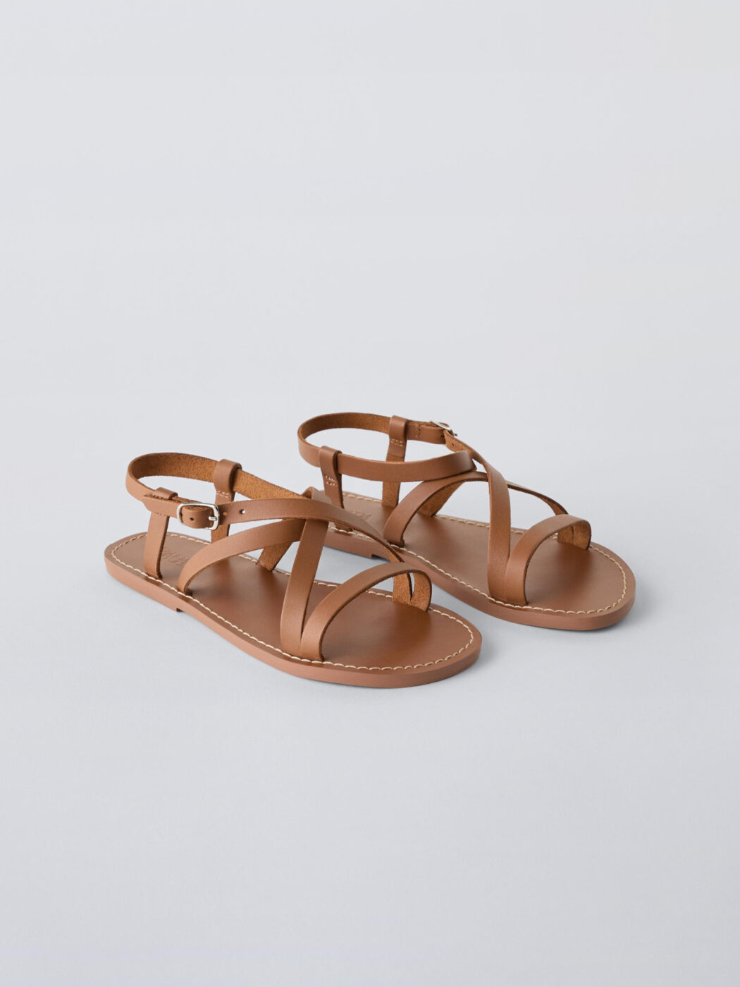 Zara Girls Tan Strappy Flat Sandals Size 35 | City Nest Kids