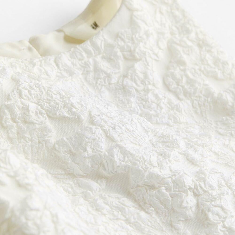 H&M Girls Cream Textured Bubble Skirt Co-Ord Set for Kids Age 9