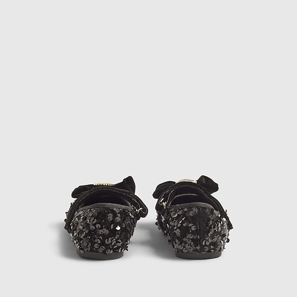 River Island Girls Black Sequin Ballet Flats Size 32 | City Nest Kids