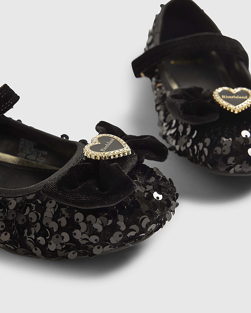 River Island Girls Black Sequin Ballet Flats Size 32 | City Nest Kids