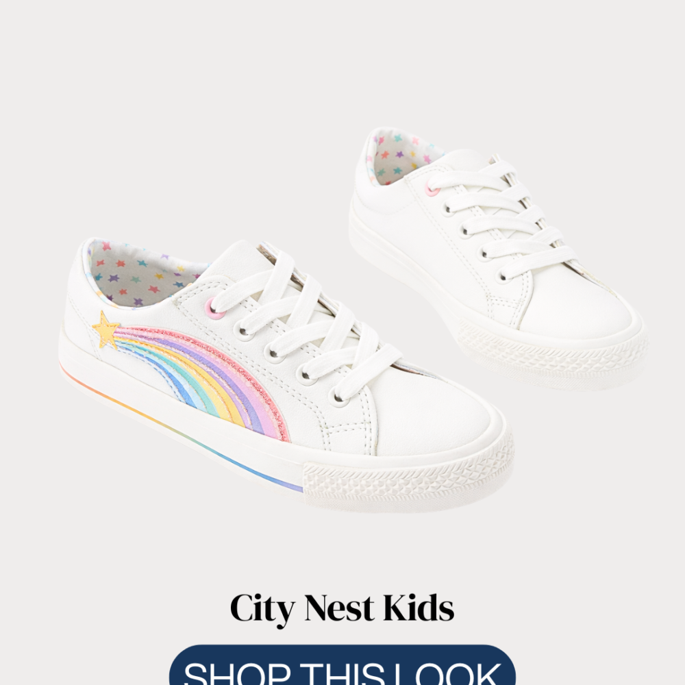 Next Girls White Rainbow Trainers Size 34 | City Nest Kids