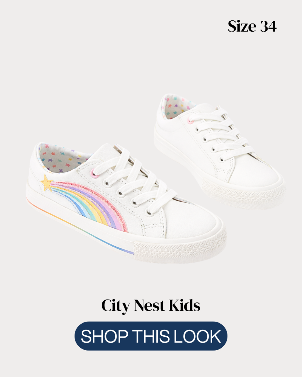 Next Girls White Rainbow Trainers Size 34 | City Nest Kids