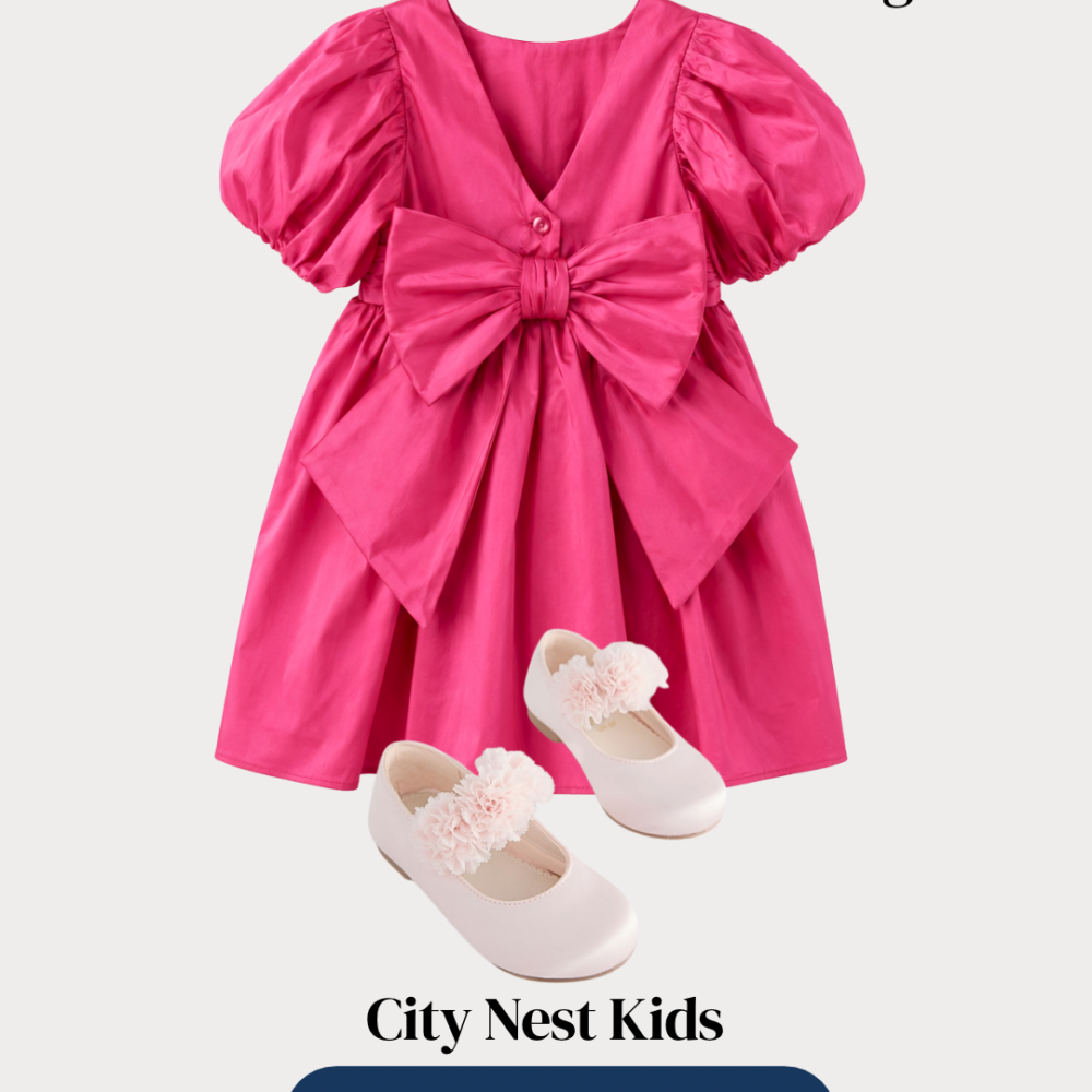 Next Girls Hot Pink Bow Occasion Dress Age 4 | Party Dress | City Nest Kids