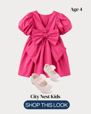 Next Girls Hot Pink Bow Occasion Dress Age 4 | Party Dress | City Nest Kids
