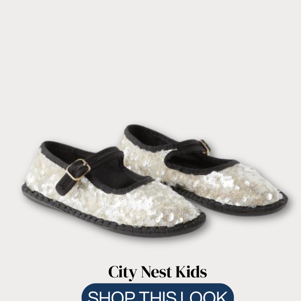 Zara Girls Silver Sequin Mary Jane Flats Size 36 | Premium Occasion Shoes | City Nest Kids