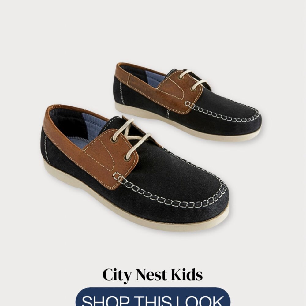 Next Navy & Tan Boys Boat Shoes Size 32 | Smart Casual Lace-Up Shoes | City Nest Kids