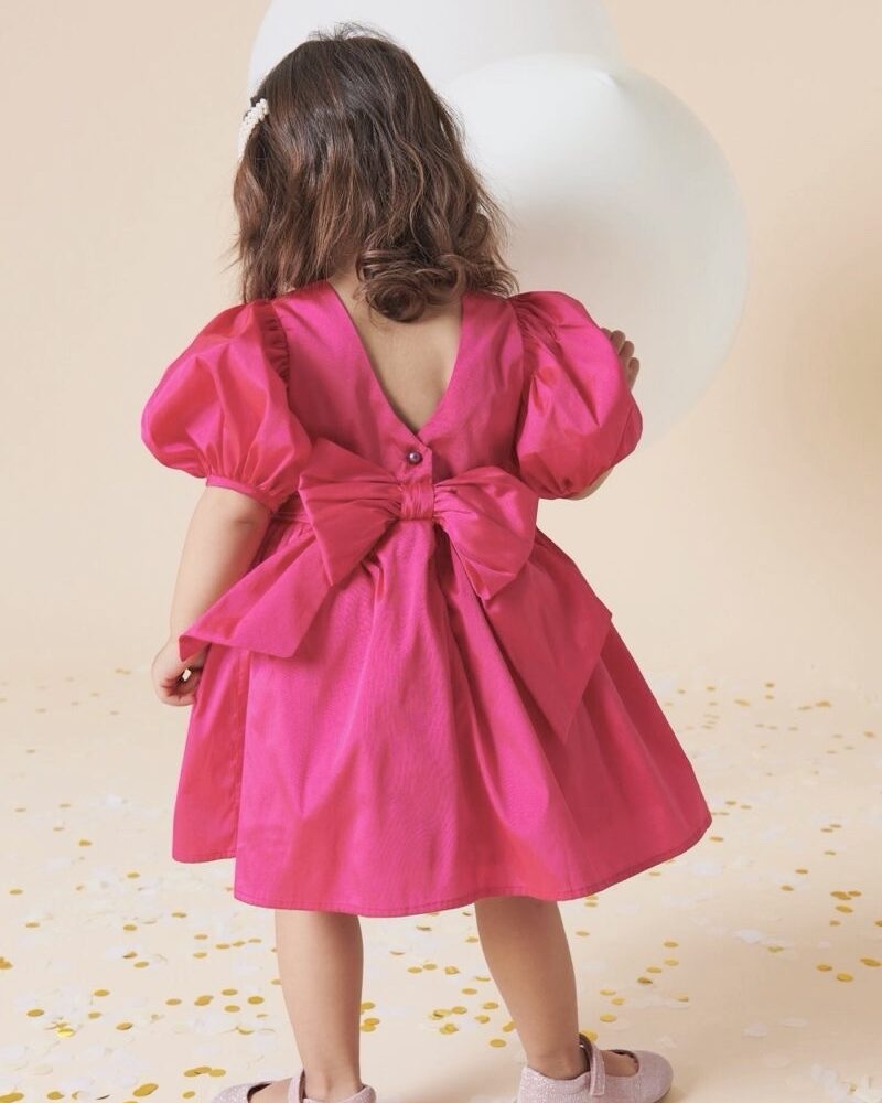 Next Girls Hot Pink Bow Occasion Dress Age 4 | Party Dress | City Nest Kids