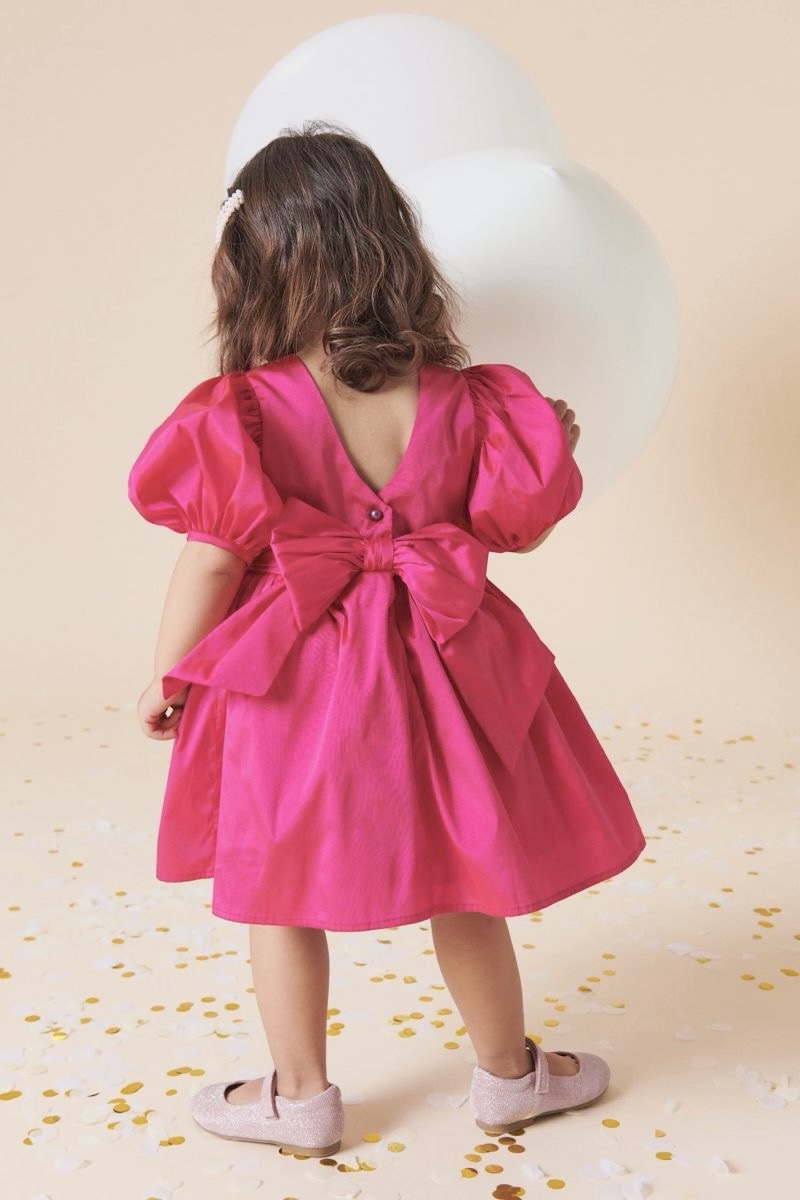 Next Girls Hot Pink Bow Occasion Dress Age 4 | Party Dress | City Nest Kids