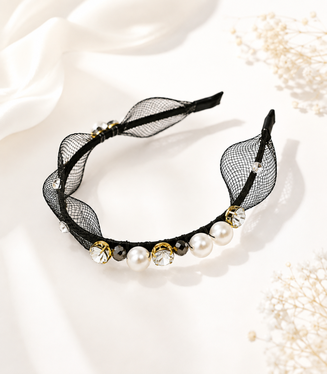 Girls Pearl Mesh Headband | City Nest Kids