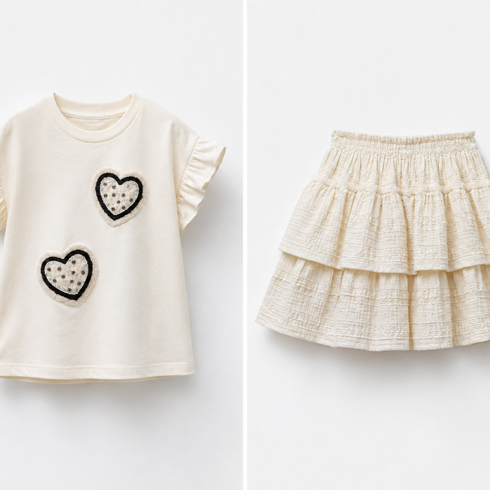 H&M Girls Heart Appliqué Skirt Set Age 2–3 | City Nest Kids