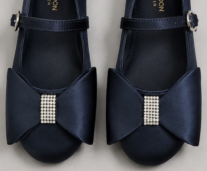 Monsoon Girls Navy Bow Occasion Shoes Size 32 | City Nest Kids