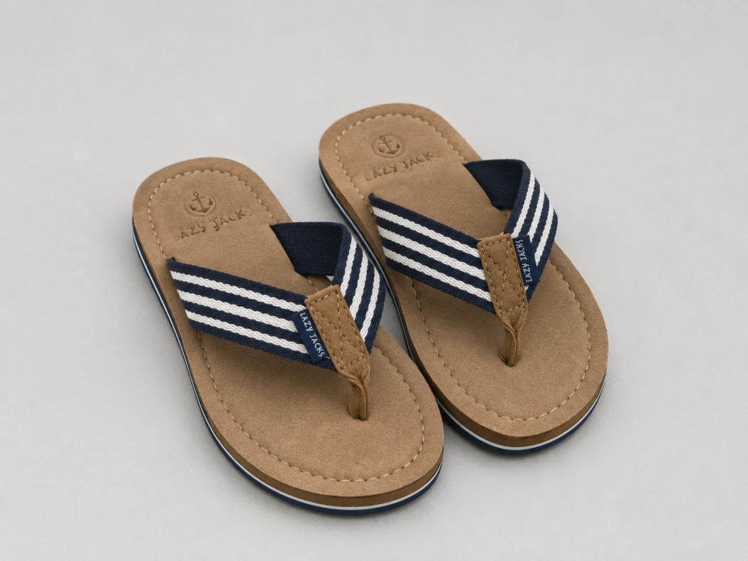 Lazy Jacks Boys Stripe Flip Flops Size 31 | City Nest Kids