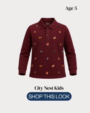 Next Boys Burgundy Animal Embroidered Polo Shirt Age 5