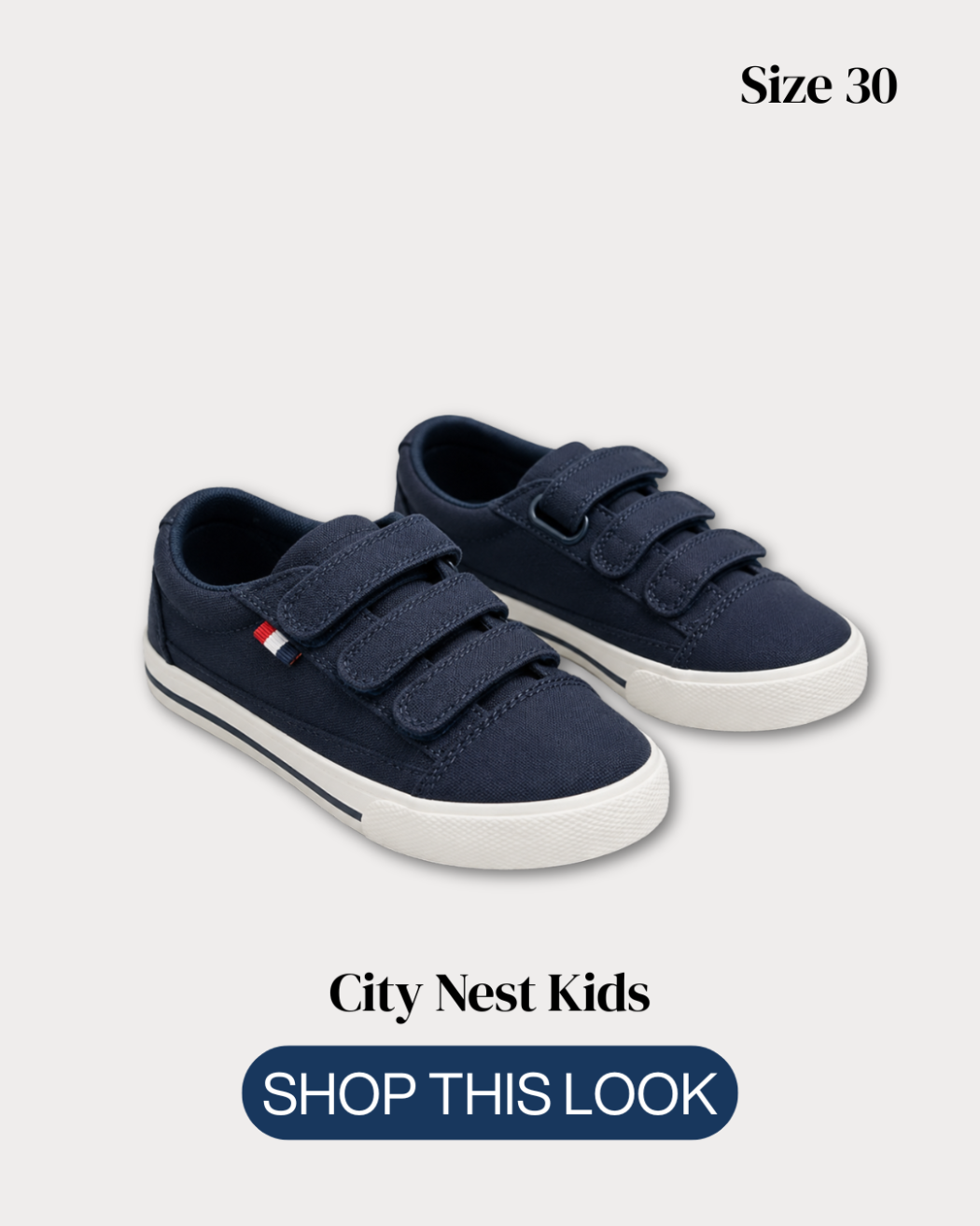 Next Kids Navy Triple Strap Canvas Trainers Size 30 | City Nest Kids