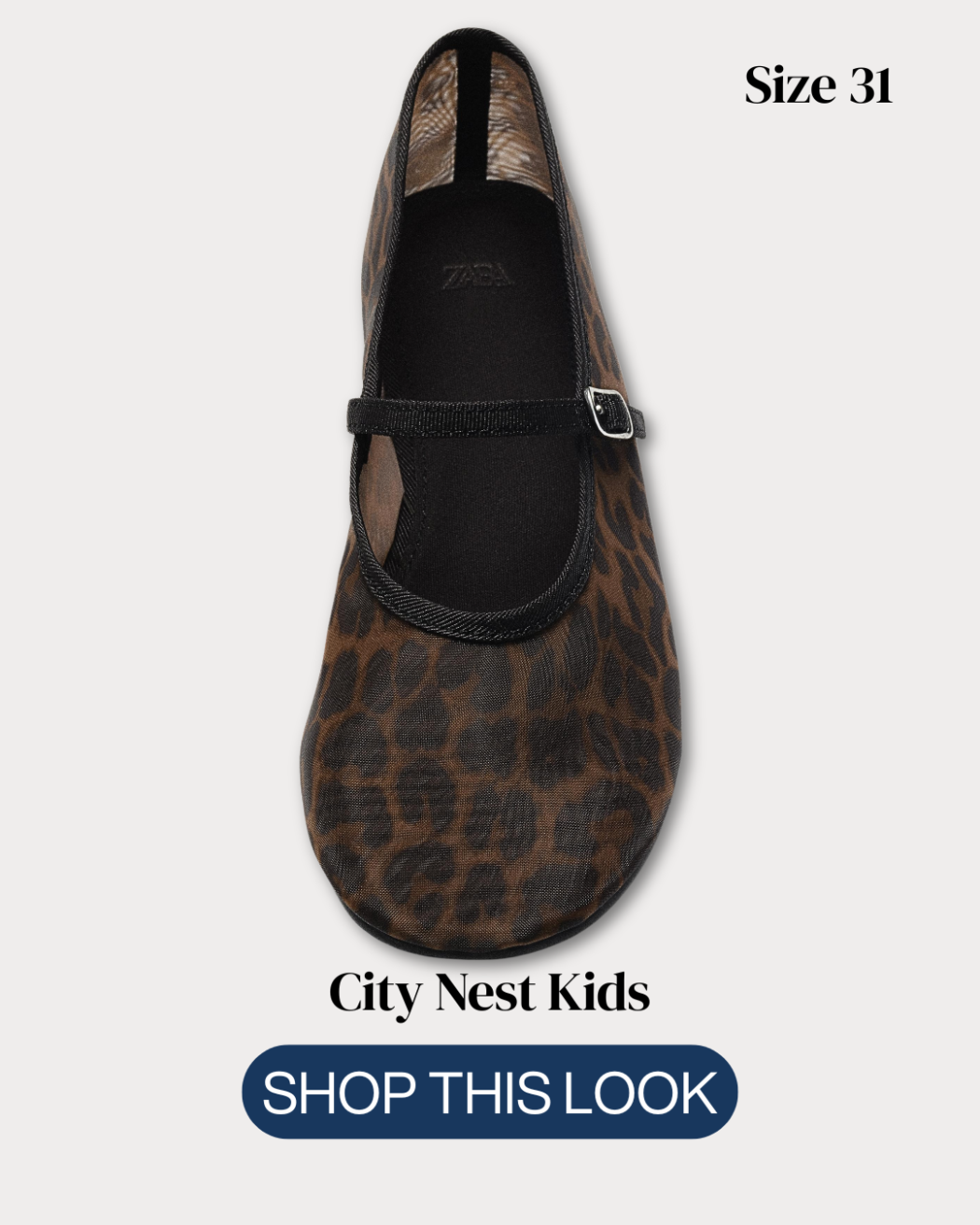 Zara Girls Leopard Print Mary Jane Shoes Size 31 | City Nest Kids