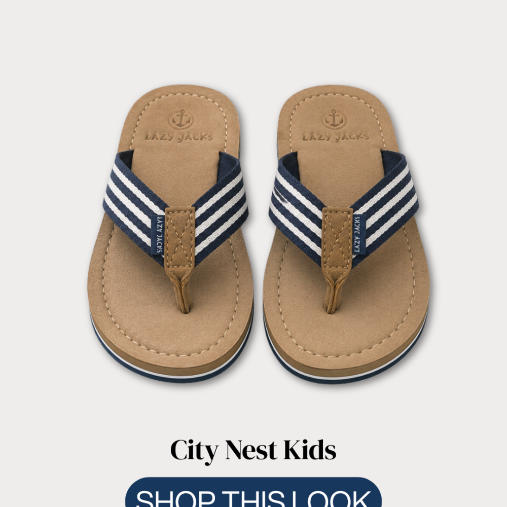 Lazy Jacks Boys Stripe Flip Flops Size 31 | City Nest Kids