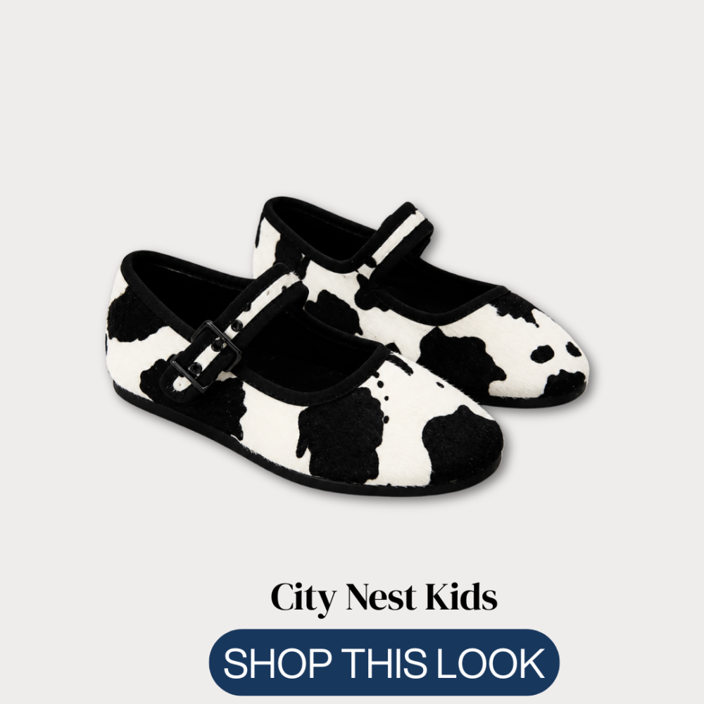 Zara Cow Print Mary Jane Shoes Size 32 | City Nest Kids