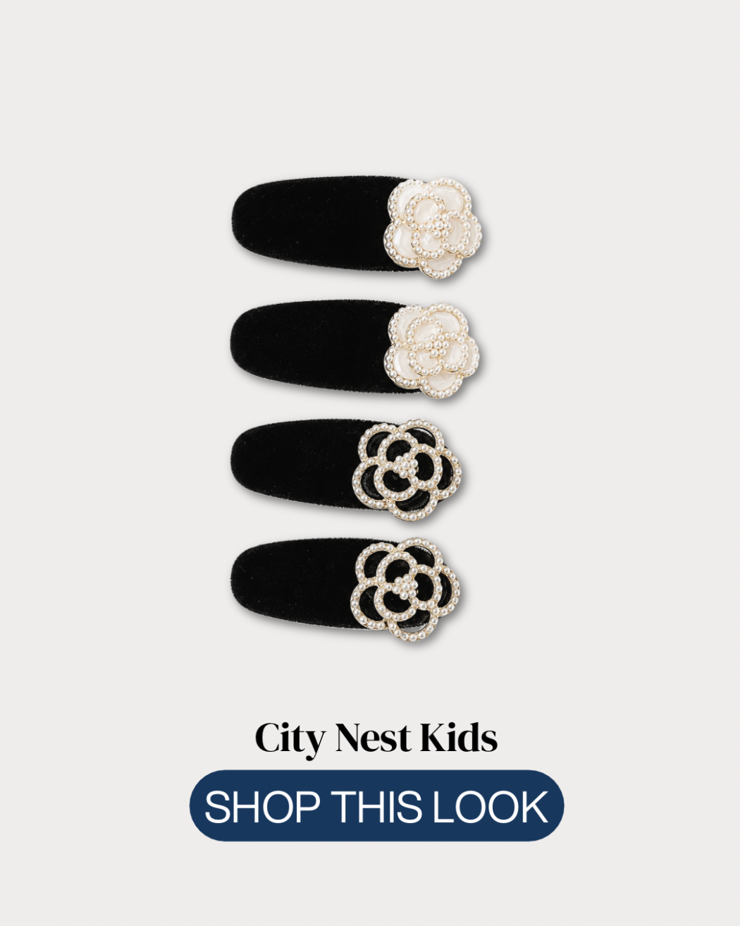 4pcs Pearl Camellia Velvet Hair Clip Set | City Nest Kids