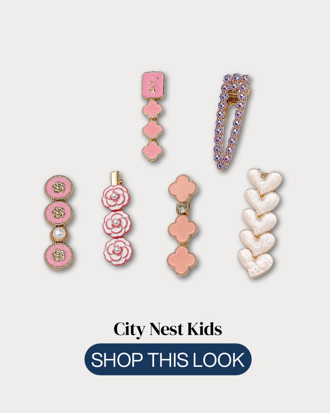 6-Piece Girls Hair Clip Set | City Nest Kids