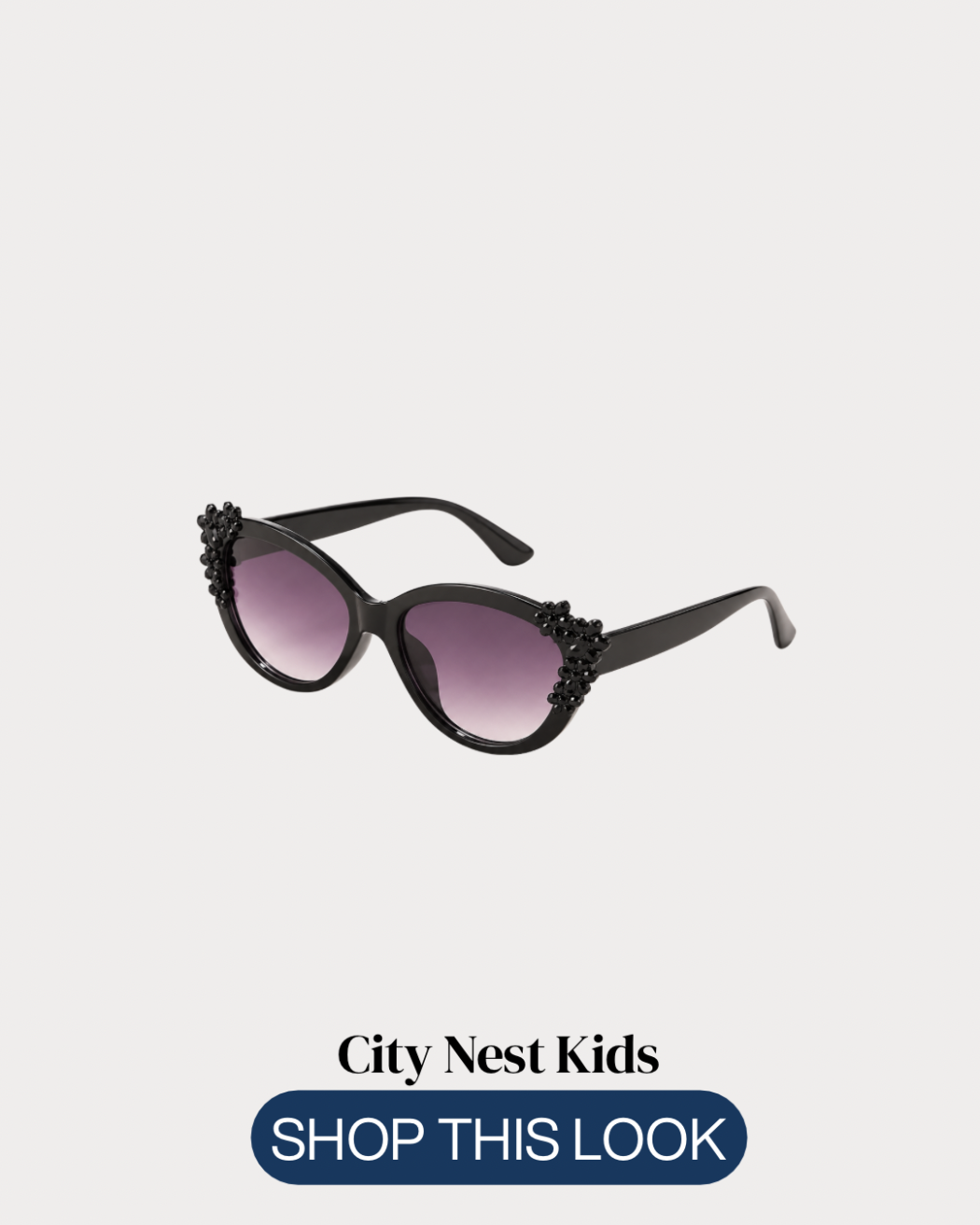 Girls Black Crystal Sunglasses | City Nest Kids