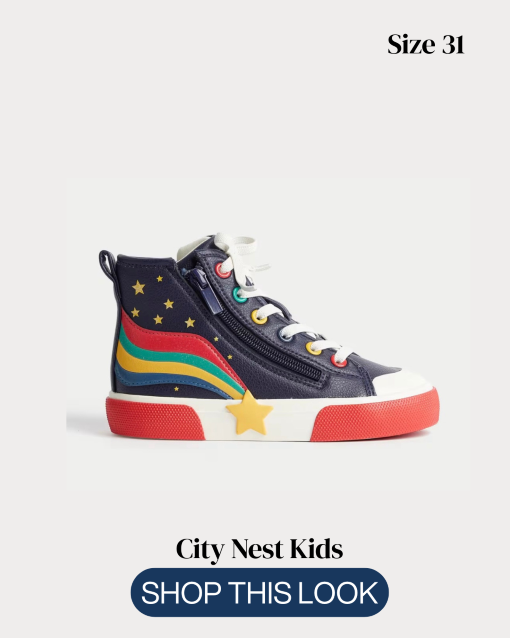 Copy of City Nest Kids (Instagram Post (45)) - 23 M&S Rainbow Star High Top Trainers for Girls | City Nest Kids