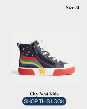 M&S Rainbow Star High Top Trainers for Girls | City Nest Kids