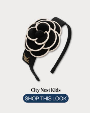 Classic Camellia Black Blossom Headband | City Nest Kids