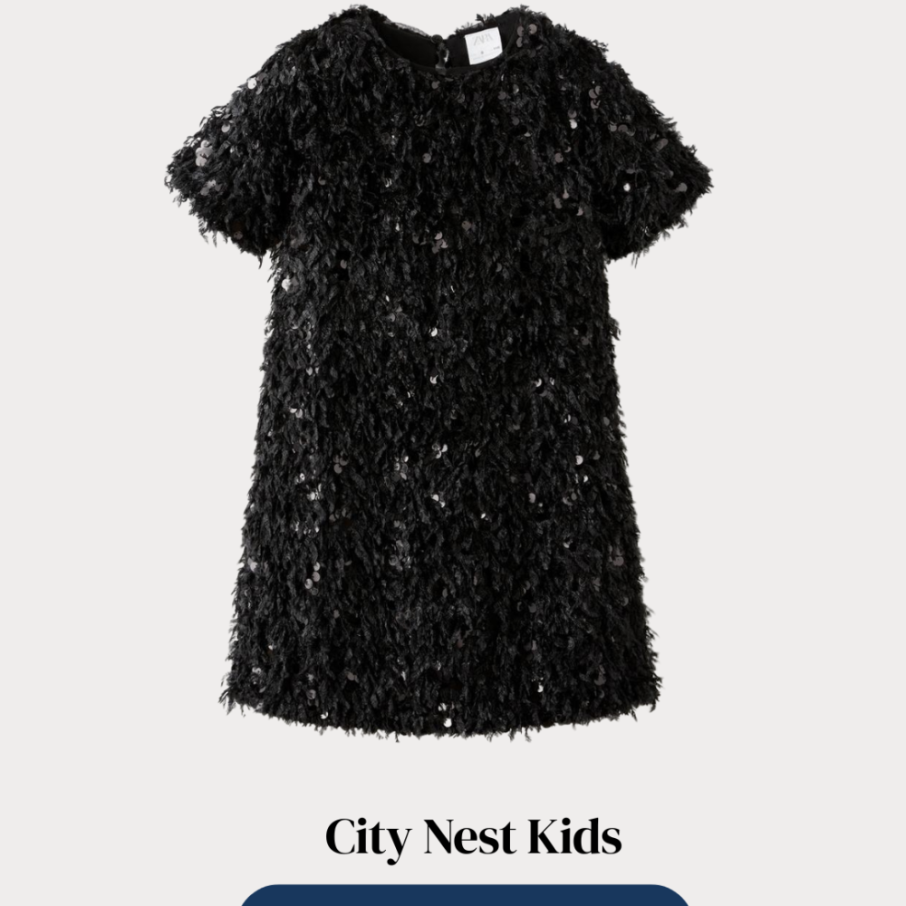 Zara Girls Black Sequin Fringe Dress Age 6 | City Nest Kids