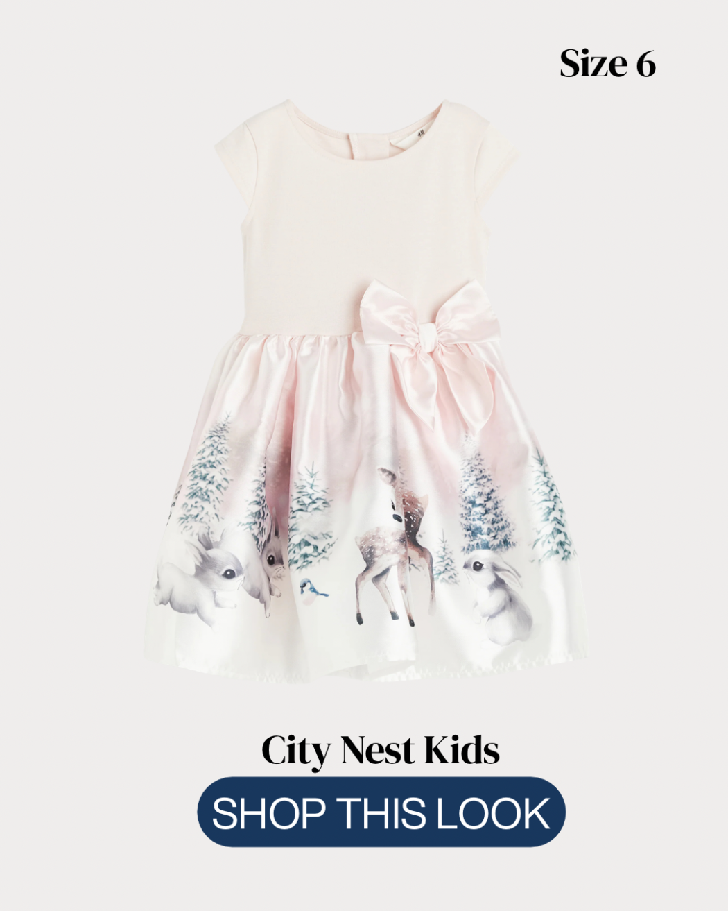 H&M Girls Woodland Print Party Dress Age 6 | City Nest Kids