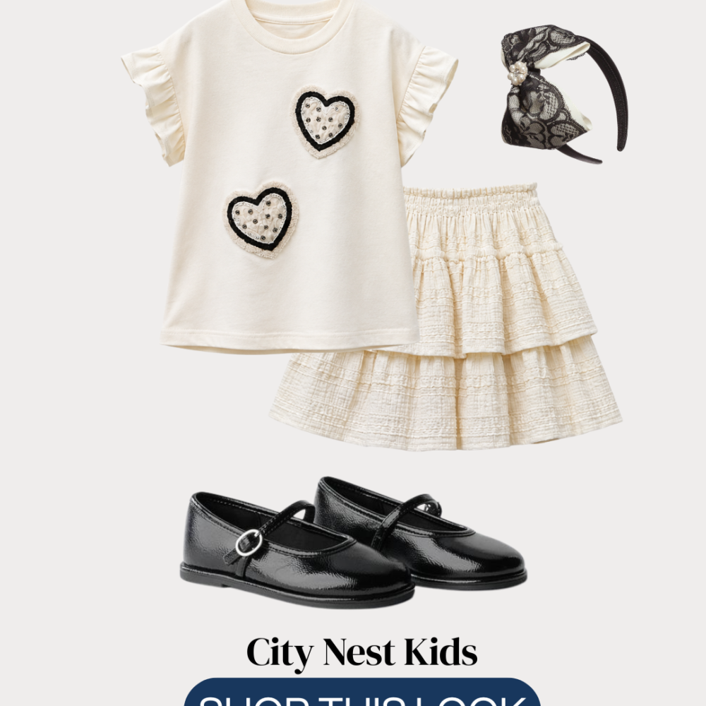 H&M Girls Heart Appliqué Skirt Set Age 2–3 | City Nest Kids